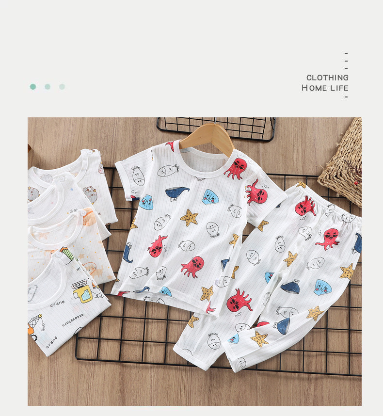 Children's Clothing Summer Short Sleeve Home Sleepwear Children Sets Kids Clothes Boy Girl T-shirt shorts Cotton Suit Baby