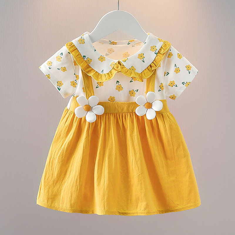 Summer Baby Girl Dress Doll Collar Princess Costume Wedding Birthday Party Outfit Toddler Girl Clothing Children Lovely A1087