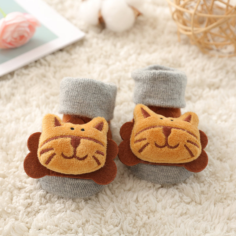 Baby Socks Warm Cotton Floor Non-slip Cartoon Animal Doll Socks with Bells for Girls Boys Soft Cute Kids Indoor Boots