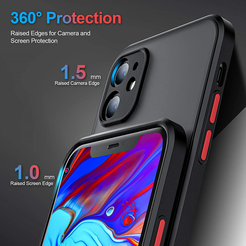 TULONG For IPhone 13 Pro Max Shockproof Bumper Clear Phone Case for IPhone 14 12 11 Pro Max XR XS 6 6S 7 8 Plus Matte Hard Cover