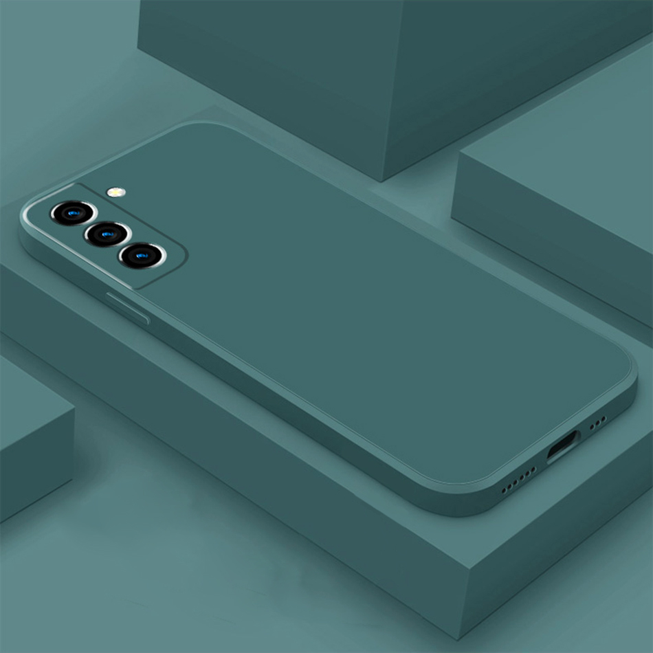 Square Liquid Silicone Case Original For Samsung Galaxy S21 S22 S23 Ultra S8 S9 S10 Note 8 9 10 20 Plus A52 Shockproof Cover TPU