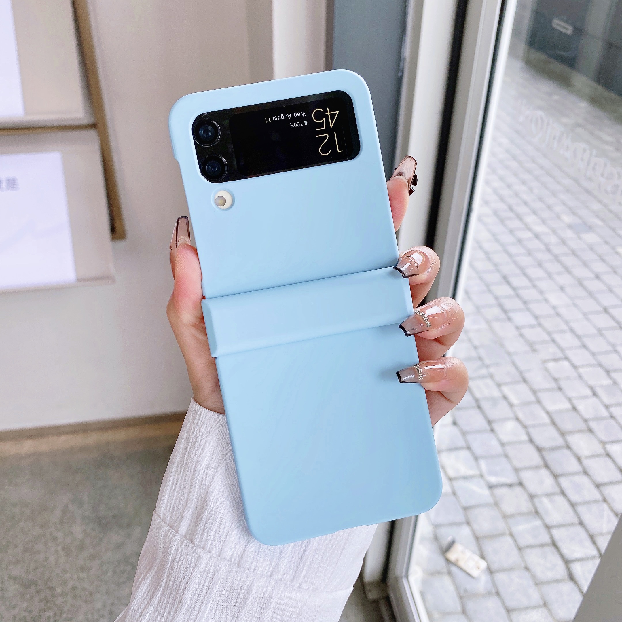 Fashion Hard Case for Samsung Galaxy Z Flip 3 4 5G Flip3 Flip4 Protection Luxury Foldable Shockproof Skin Feel Plain Back Cover
