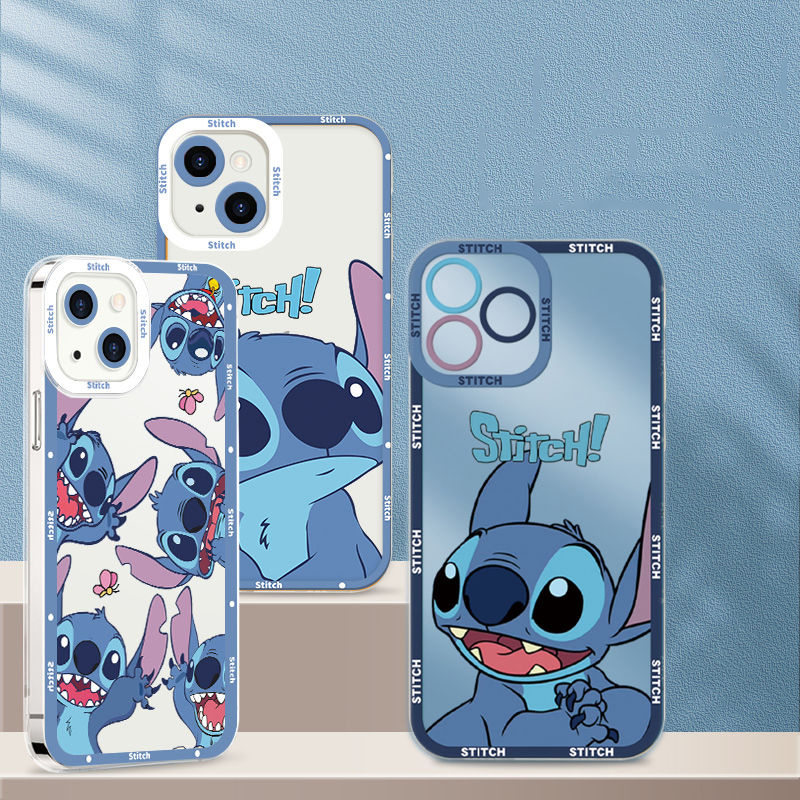 Disney Kawayi Lilo Stitch Phone Case For iPhone 14 11 12 13 Pro MAX Mini 7 8 Plus XR XS SE Camera Protect Transparent Soft Cover