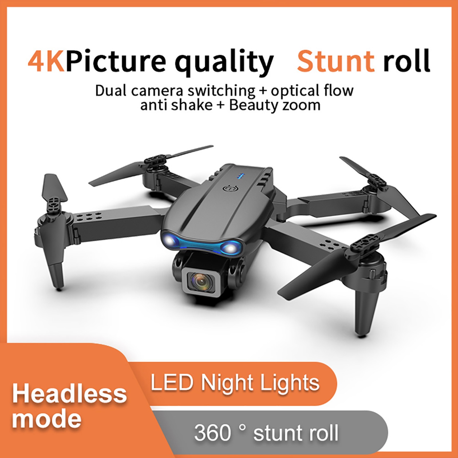 Drones with Camera 4k Dual Camera UAV Aerial Photography Folding Aircraft E99 Remote Control 2.4GHz 4CH Fixed Height 6-Axis RC