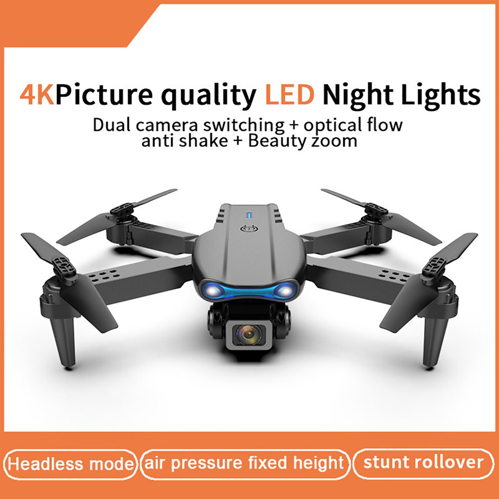 Drones with Camera 4k Dual Camera UAV Aerial Photography Folding Aircraft E99 Remote Control 2.4GHz 4CH Fixed Height 6-Axis RC