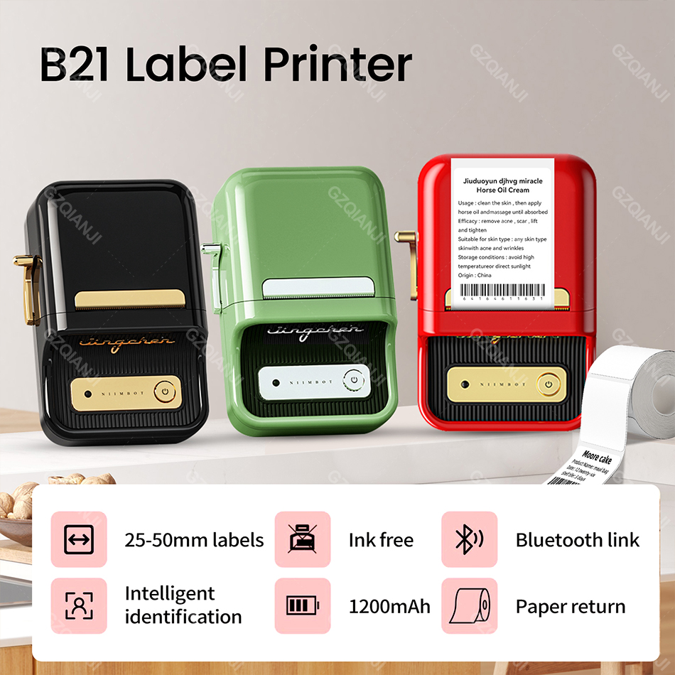 Niimbot B1 B21 label printer Portable Pocket Label Maker Bluetooth Thermal Label Printer Self-adhesive Sticker Labeling Machine