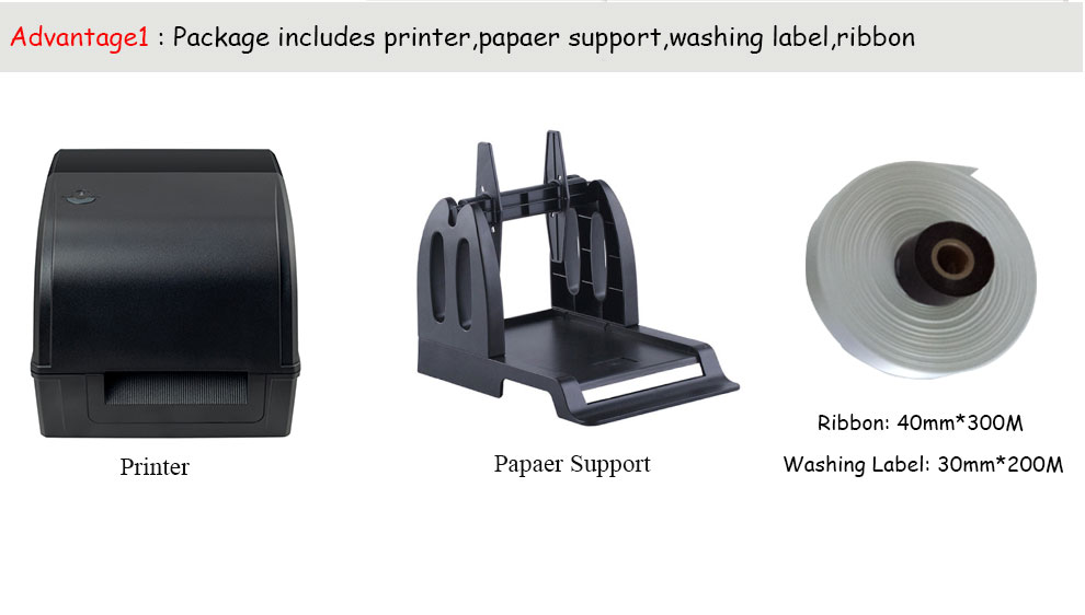 HSPOS 4 Inch Thermal Transfer Label Sticker Printer Washing Mark Printing Clothing Labels Maker 4pcs for 1set HS-2054TA