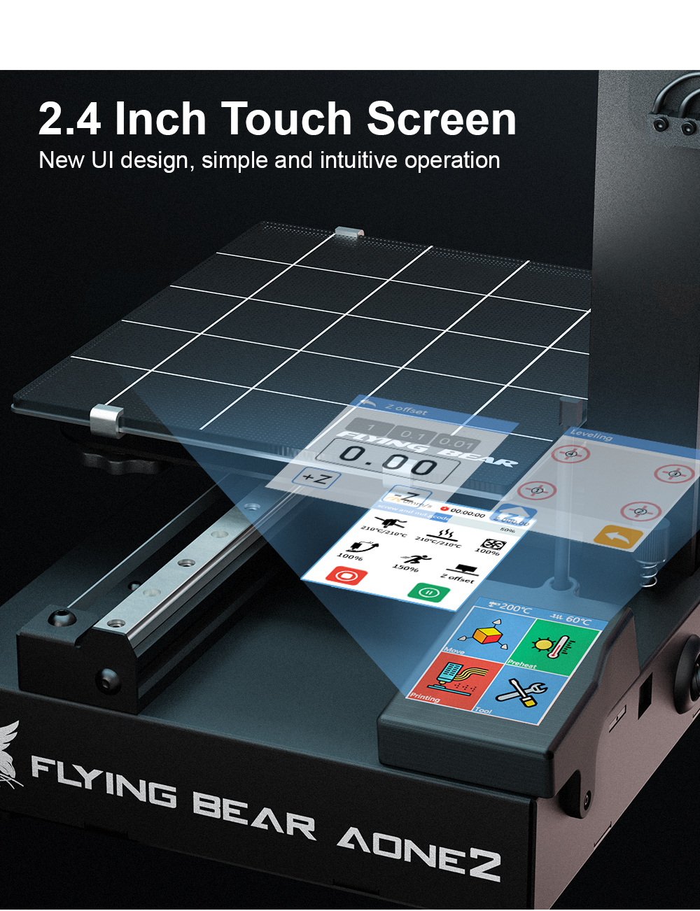 FLYING BEAR Aone 2 Easy Leaning High Precision 3D Printer Machine DIY Kit Printing Size 190*190*190mm