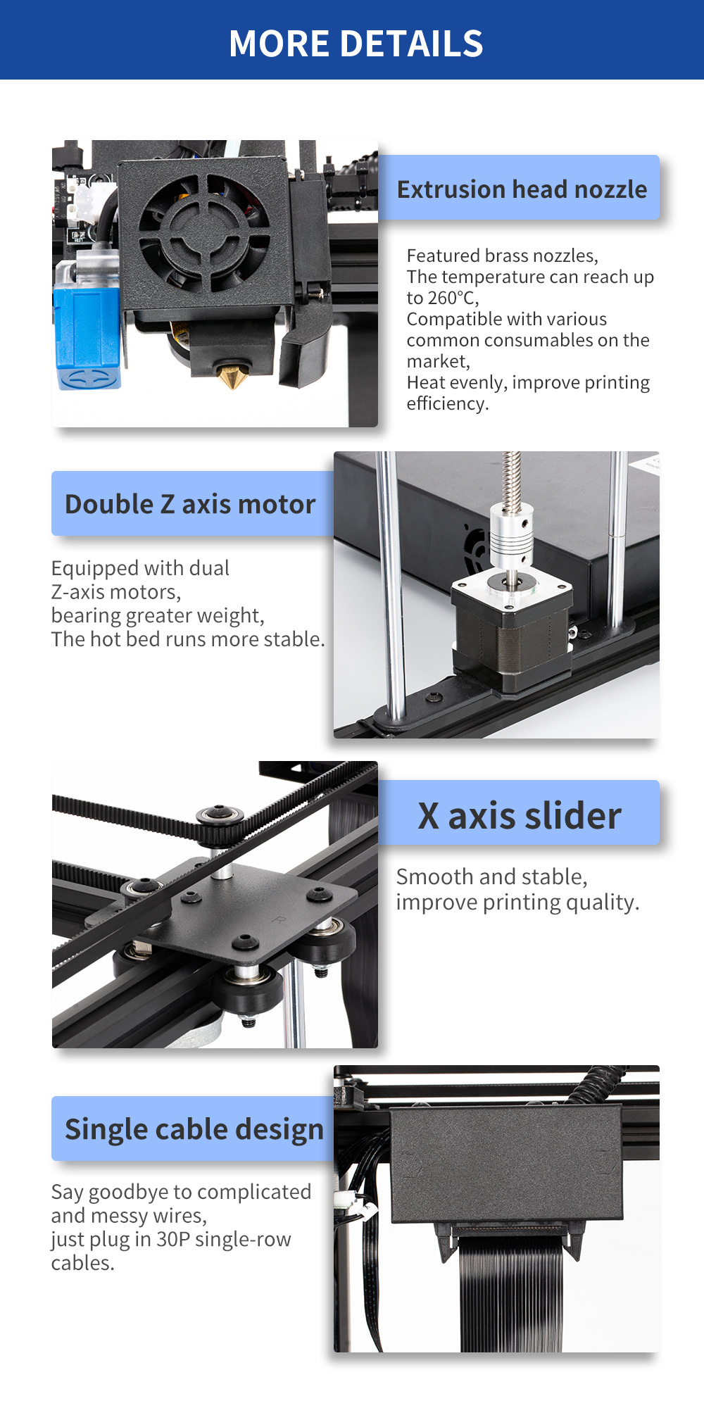 Tronxy 3D Printer X5SA-400 Power Off Resme Print Larger Printing Size 400x400x400mm 3.5 Inch Touch Screen 24V CoreXY Structure