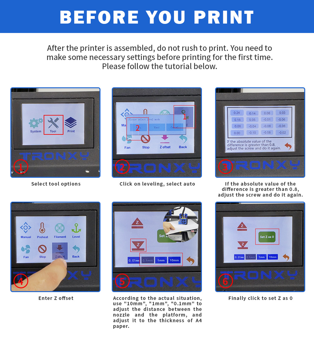 Tronxy 3D Printer X5SA-400 Power Off Resme Print Larger Printing Size 400x400x400mm 3.5 Inch Touch Screen 24V CoreXY Structure