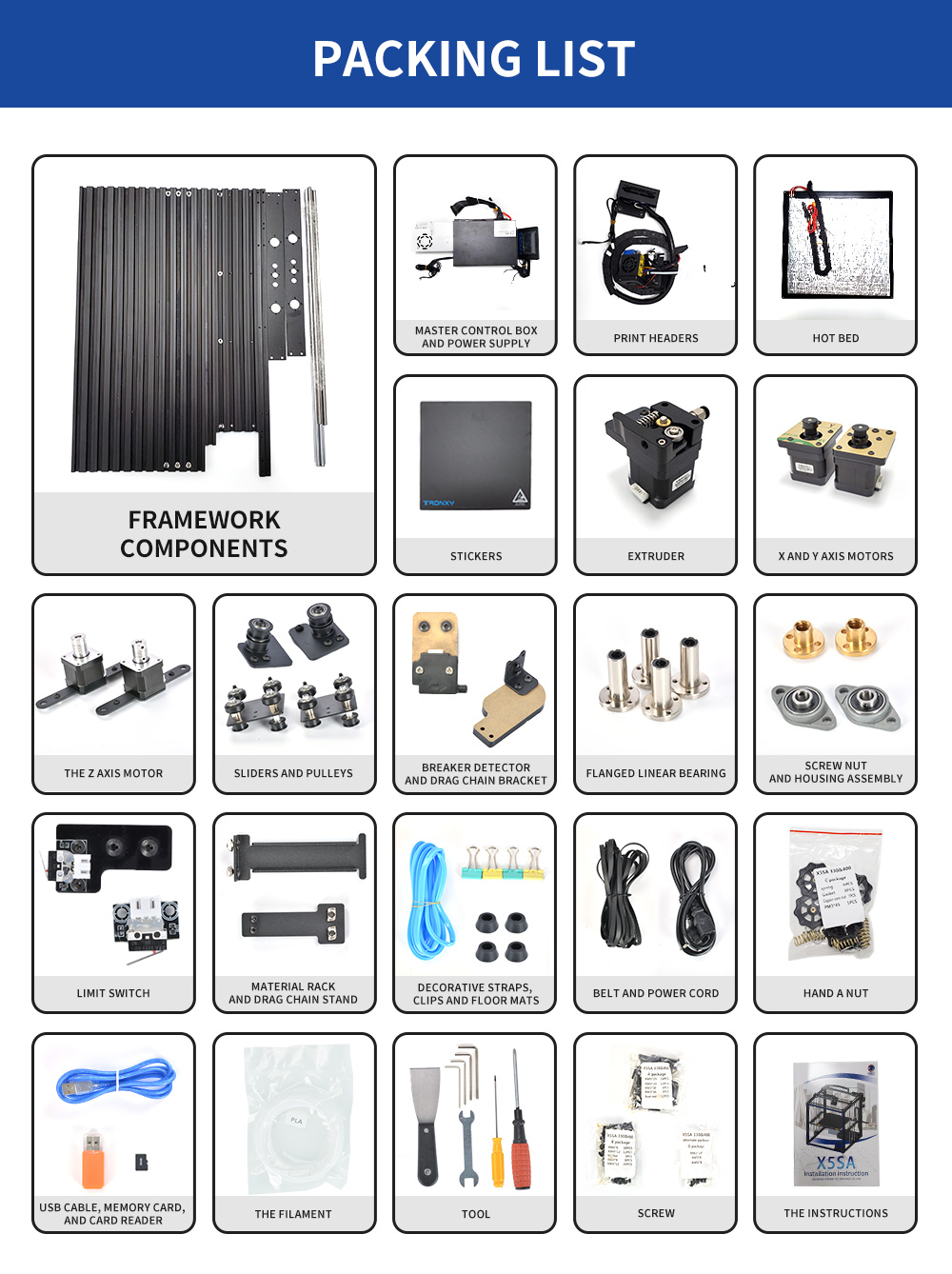 Tronxy 3D Printer X5SA-400 Power Off Resme Print Larger Printing Size 400x400x400mm 3.5 Inch Touch Screen 24V CoreXY Structure