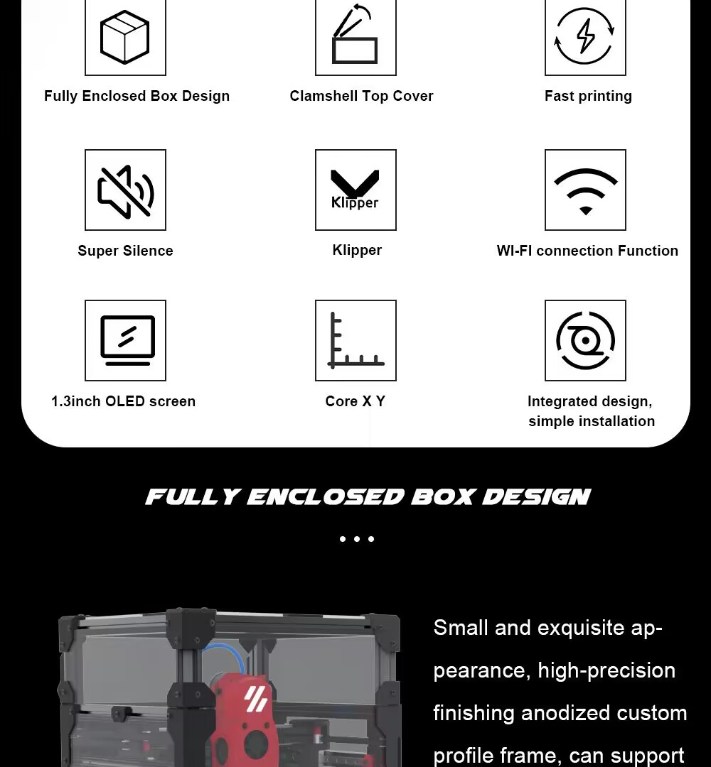 FYSETC Voron V0.2 Pro Corexy Full Kit Upgraded Voron 0.2 3D Printer Kit with Enclosed Panels and Printed Parts Impresora 3D 0.2