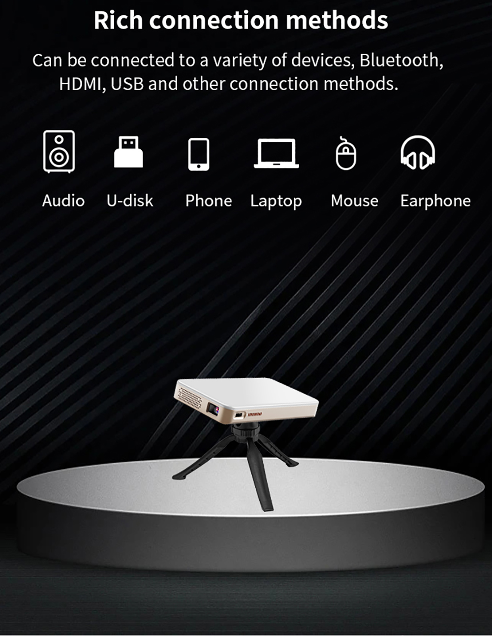 Smartldea HD Mini Portable DLP Android 9.0 Projector 4K 3D Decode 5G WiFi Bluetooth Miracast Airplay Mobile Phone Outdoor movie