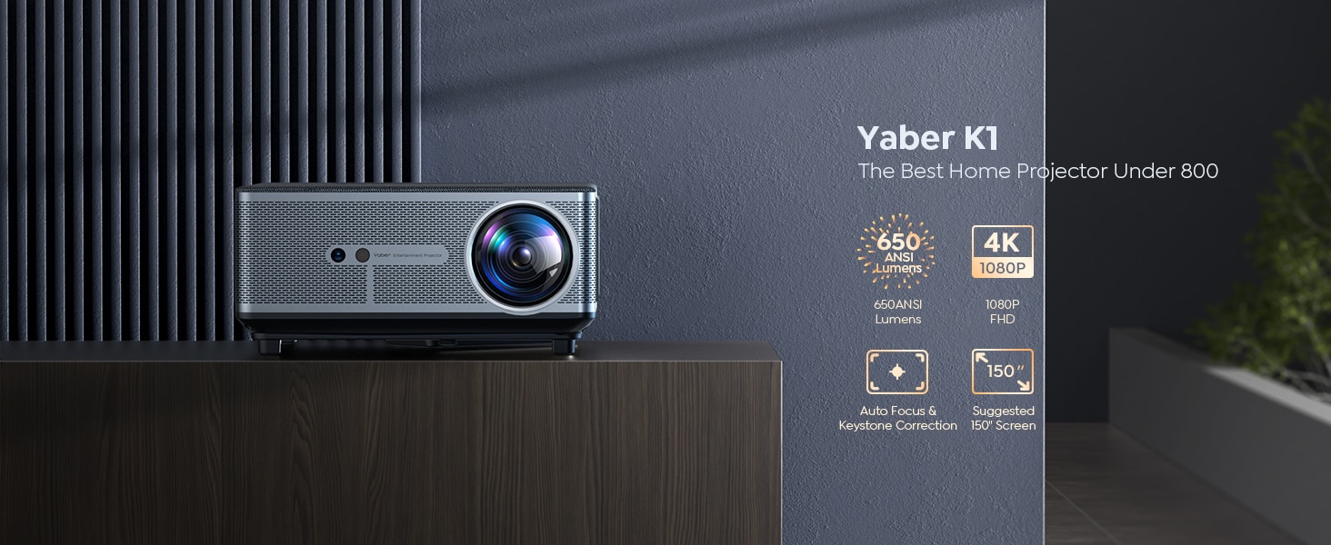 YABER K1 650 ANSI Projectors Auto Focus/Keyston WiFi6 Bluetooth Full HD 1080P Projector 4K Support LED Home Theater Projector