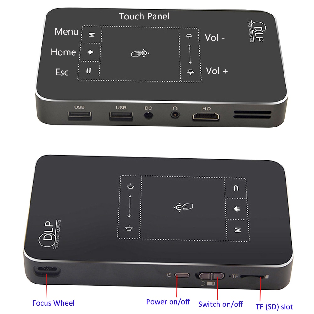 Smartldea D047E Android9.0 5G wifi Smart Projector Mini DLP Projector Support AC3 HD 1080P Video Beamer BT4.1 Airplay DLNA