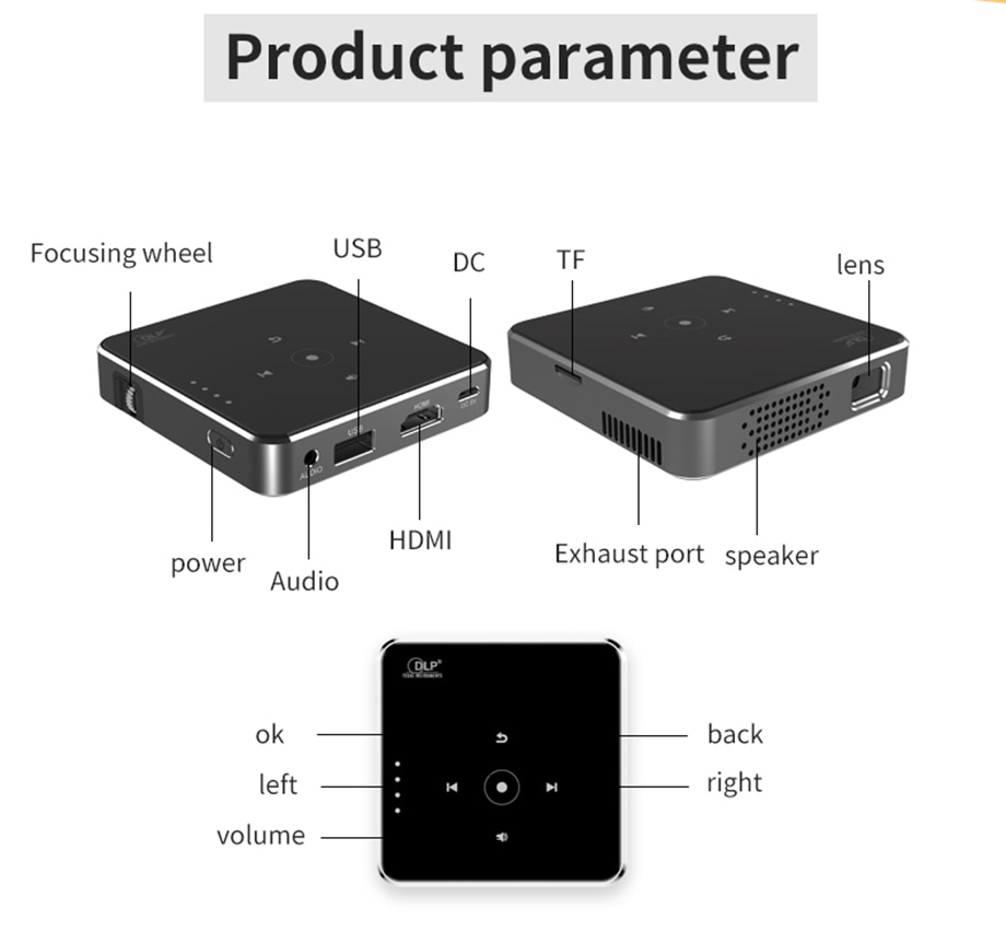 Smartldea New Mini dlp HD Projector support 1080p build in Battery Capacity wired Phone Mirroring proyector Home Theater beamer