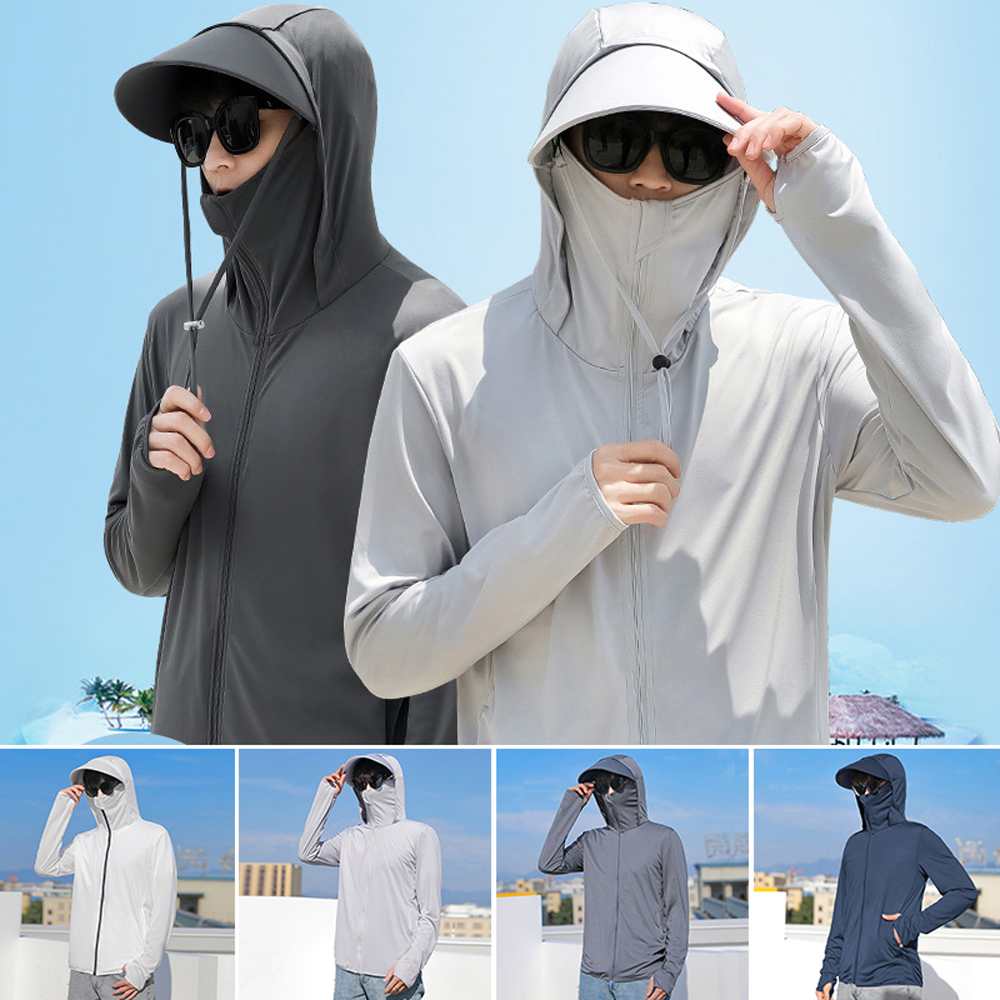 Summer UPF 50+ UV Sun Protection Coats Men Thin Soft Breathable Quick Drying Jacket Outdoor Fishing Hoodies Outwear