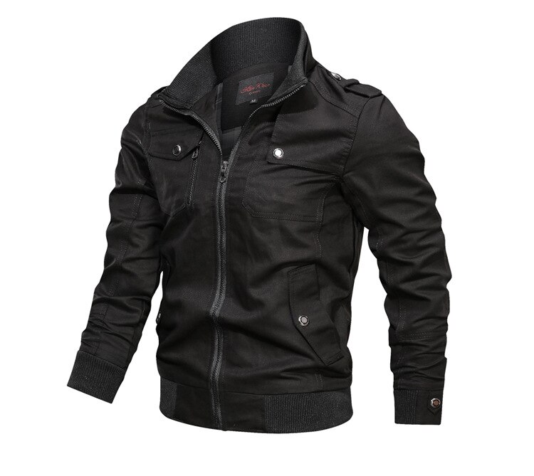 Men's Jacket Fashion Casual Windproof Jacket Jacket Men's Spring and Autumn Zipper Pocket Jacket Slim Fitting Military Jacket