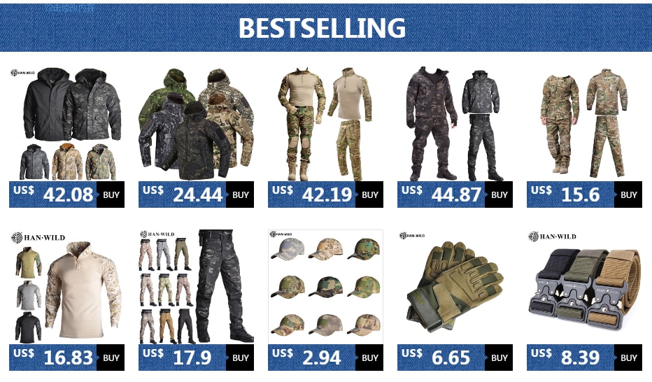 HAN WILD Hunting Jackets Soft Military Tactical Jacket Man Combat Waterproof Fleece Men Clothing Multicam Coat Windbreakers 5XL