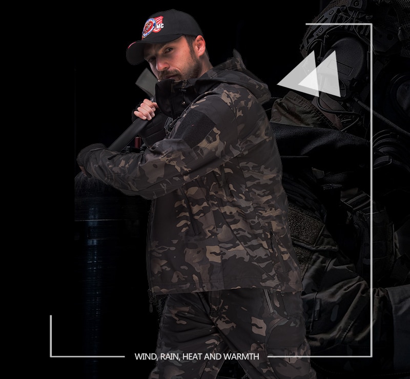 HAN WILD Hunting Jackets Soft Military Tactical Jacket Man Combat Waterproof Fleece Men Clothing Multicam Coat Windbreakers 5XL