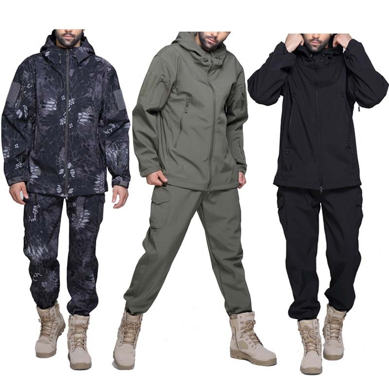 HAN WILD Hunting Jackets Soft Military Tactical Jacket Man Combat Waterproof Fleece Men Clothing Multicam Coat Windbreakers 5XL