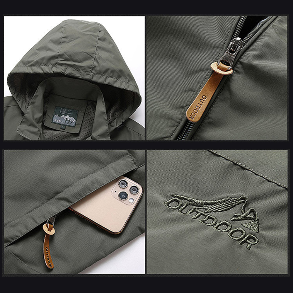 Men's Quick-drying Thin Outdoor Jacket Military Tactical Bomber Windbreaker Coat Stand Collar Hoodie Waterproof Casual Coat