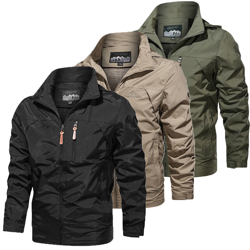 Men's Quick-drying Thin Outdoor Jacket Military Tactical Bomber Windbreaker Coat Stand Collar Hoodie Waterproof Casual Coat