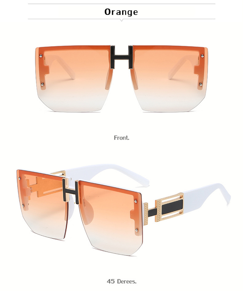 Rimless Square Frame Luxury Sunglasses Men Women Fashion Shades UV400 Vintage Glasses