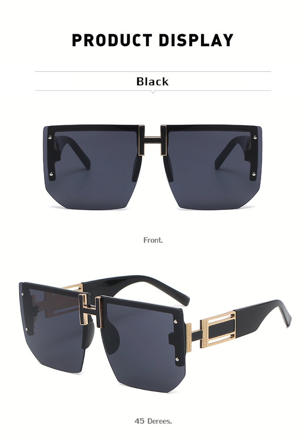 Rimless Square Frame Luxury Sunglasses Men Women Fashion Shades UV400 Vintage Glasses