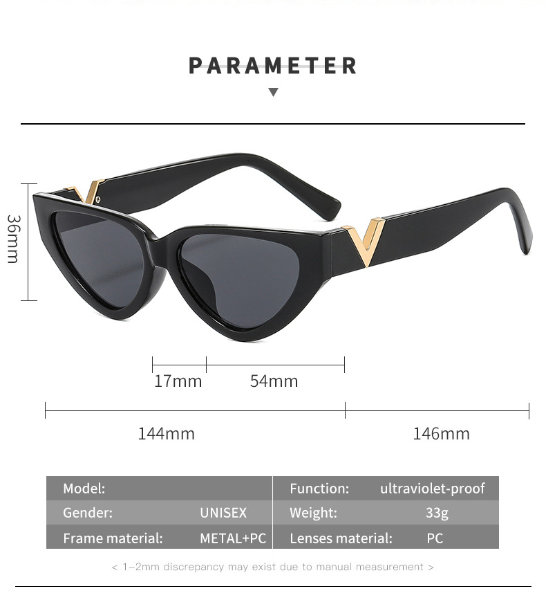 Retro Small Frame Cat Eye Sunglasses for Women Luxury V Sun Glasses Men Fashion Metal Hinges Shades Oculos De Sol