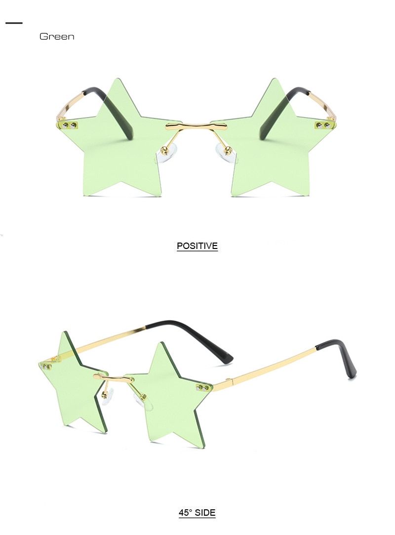 SHAUNA Unique Rimless Pentagram Sunglasses Fashion Five-pointed Star Shades UV400