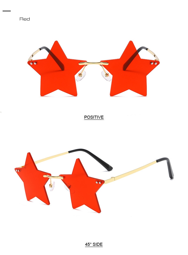 SHAUNA Unique Rimless Pentagram Sunglasses Fashion Five-pointed Star Shades UV400