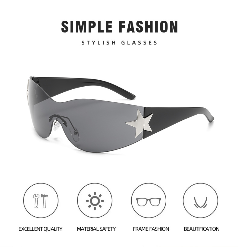 LeonLion Rimless One-piece Sunglasses Women Y2K Sunglasses Trendy Punk Sports Glasses Men Travel Sunshade Lentes De Sol Hombre