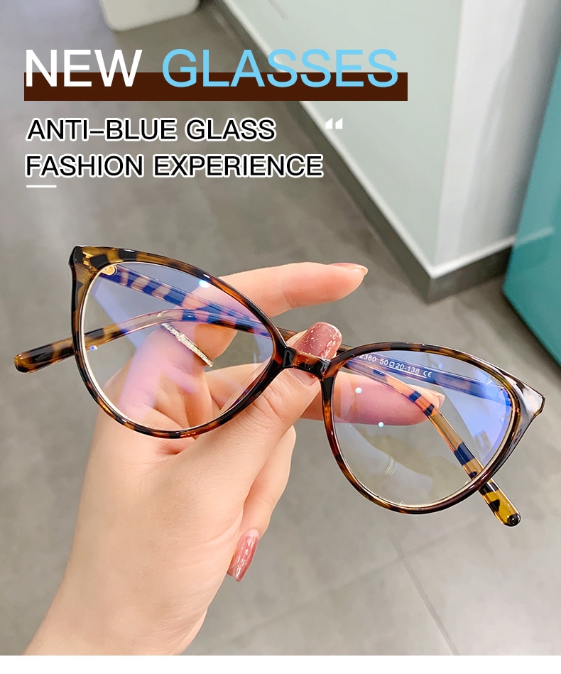 Retro Anti-Blue Leopard Cat Eye Glasses Frame Women Brand Designer Eyewear Vintage Clear Eyeglasses Optical Frame Oculos