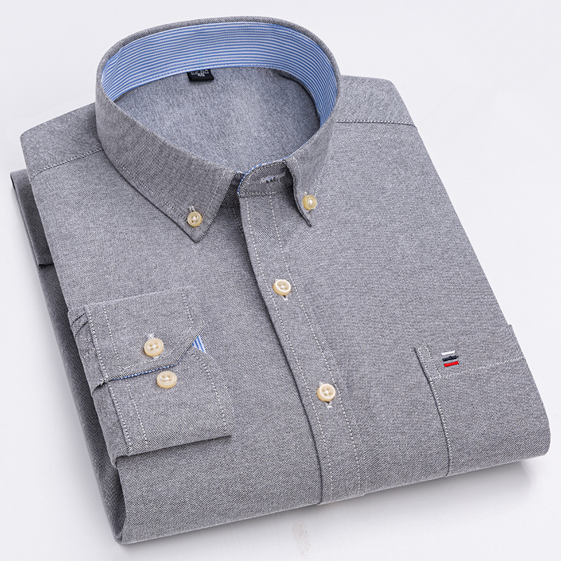 New men's Striped Shirt Fashion Long Sleeve Cotton Oxford plaid Business Button down Regular fit office Man clothing Plus7XL 6XL