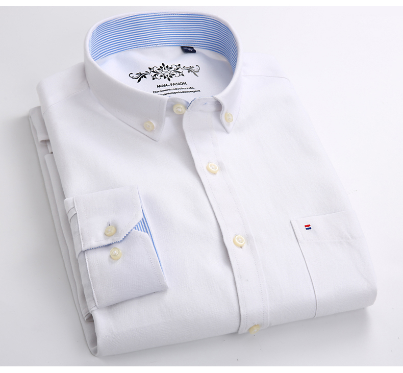 Plus 5XL 6XL Men's Oxford Social Shirt Long Sleeve Casual Striped Solid Slim Fit Button Down Business Office White Camisa Blouse