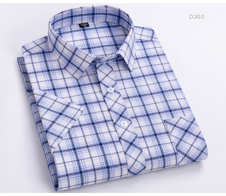 Men's Summer Pure Cotton Short Sleeve Classic Plaid Shirts Single Chest Pocket Regular Fit Lightweight Gingham Casual Tops Shirt