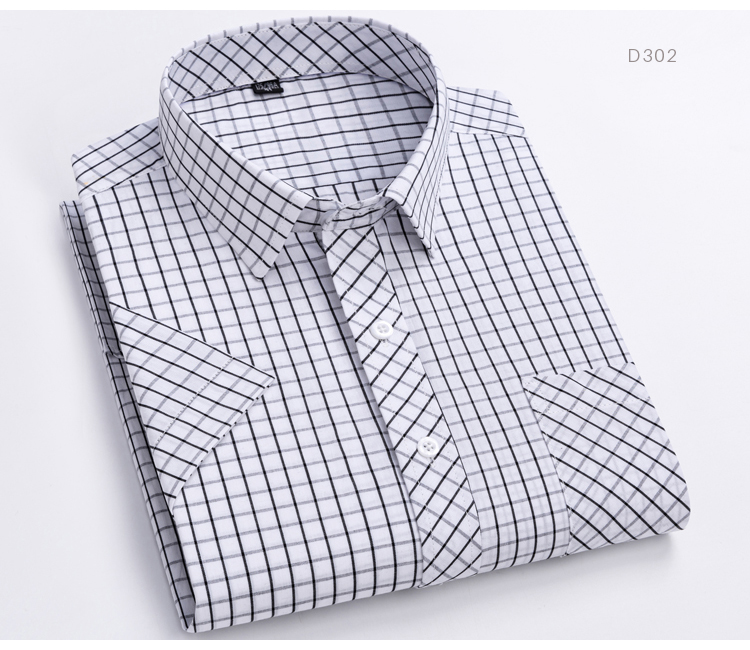 Men's Summer Pure Cotton Short Sleeve Classic Plaid Shirts Single Chest Pocket Regular Fit Lightweight Gingham Casual Tops Shirt