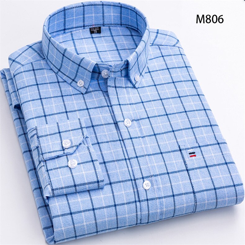 Men Luxury Large Size Plaid Long Sleeve  100% Cotton Checked Elegant Shirts Man Casual Clothes Plus Oversize Blouse