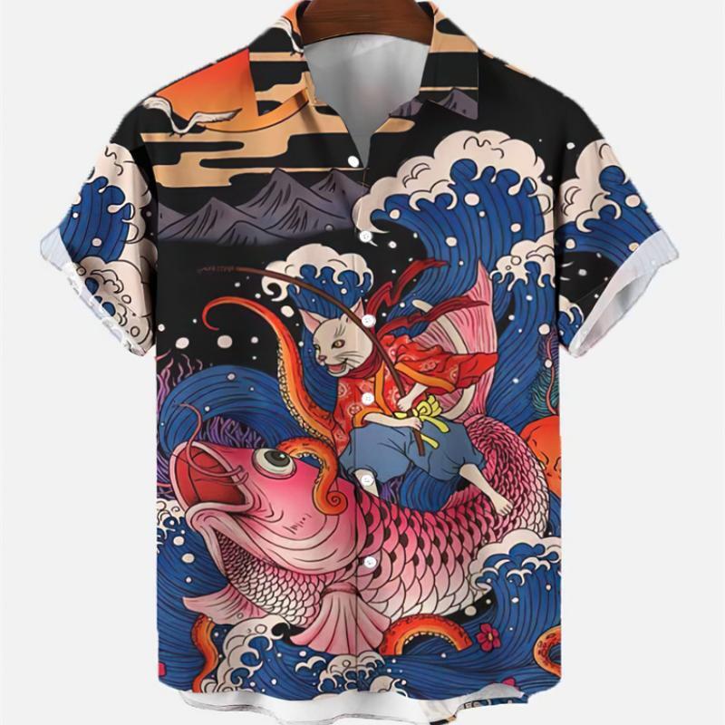 Men's Summer Casual Animal Print Fashion Vacation Social Floral Hawaiian Short Sleeve Shirts Elegant Vintage Luxury Ader Clothes