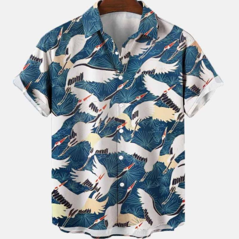 Men's Summer Casual Animal Print Fashion Vacation Social Floral Hawaiian Short Sleeve Shirts Elegant Vintage Luxury Ader Clothes