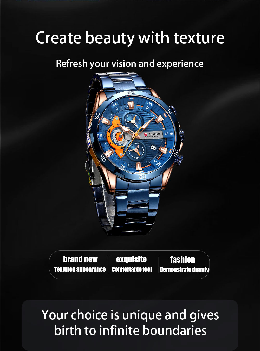 Watches For Men CURREN Man WristWatch Waterproof Chronograph Men Watch Military Top Brand Luxury StainlessSteel Sport Male Clock