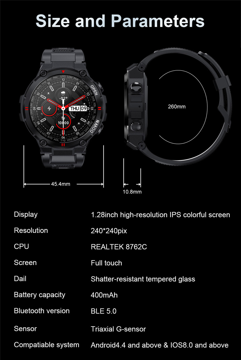 CanMixs K22 watch Bluetooth Call Smart Watch Men Outdoor Sports Fitness Tracker Heart Rate Music Play Smartwatch For Android IOS
