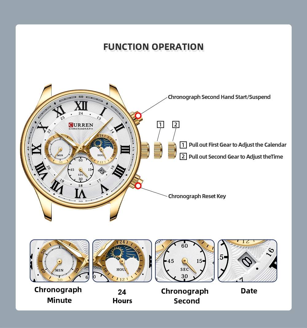 CURREN Watch For Men New Casual Fashion Waterproof Wristwatch Sport Luminous Chronograph Date Quartz Clock Relogios Masculino