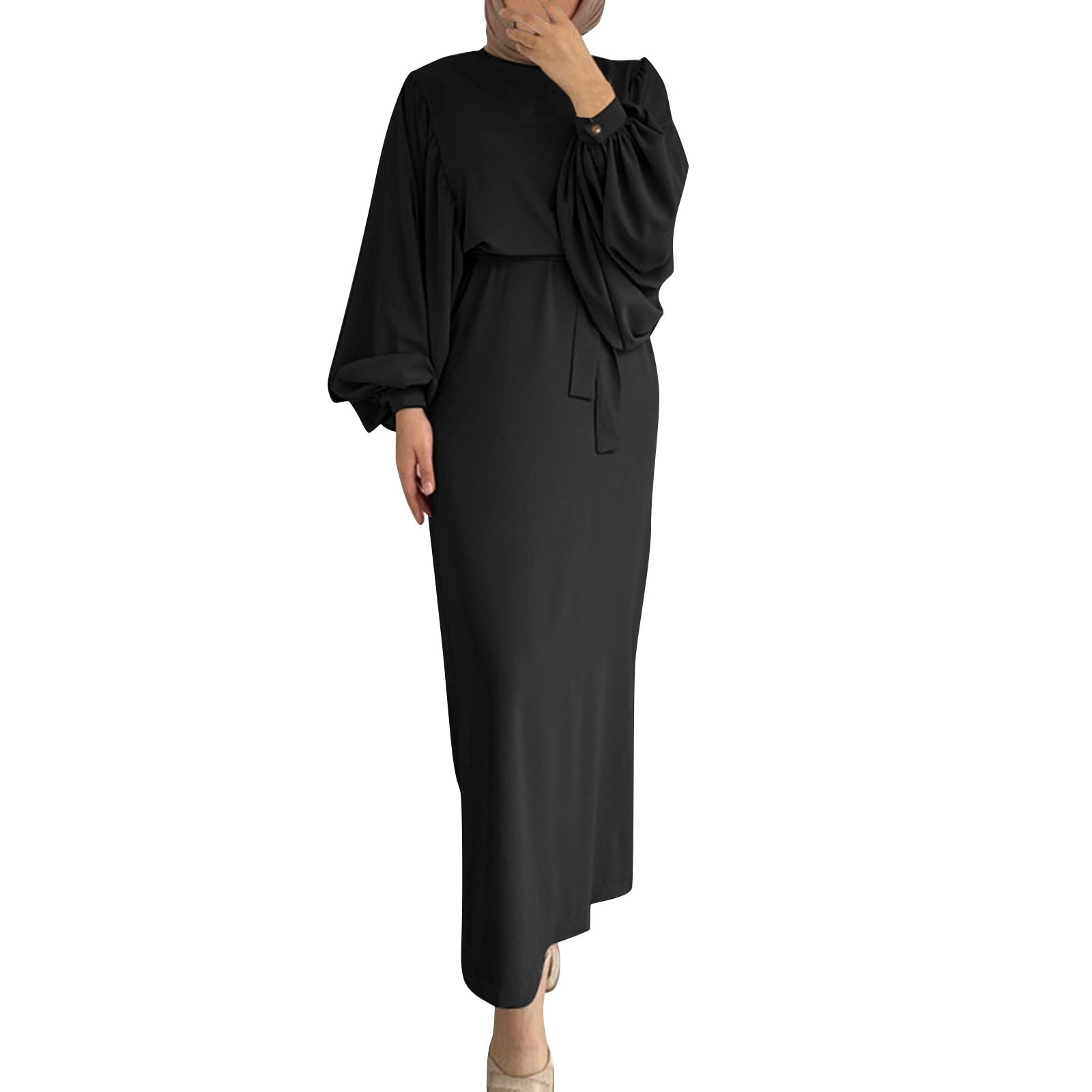 Autumn Puff Sleeve Morocco Muslim Dress Women Abaya Kaftans Casual Evening Dresses Woman Turkey Islam Long Robe Femme Vestidos