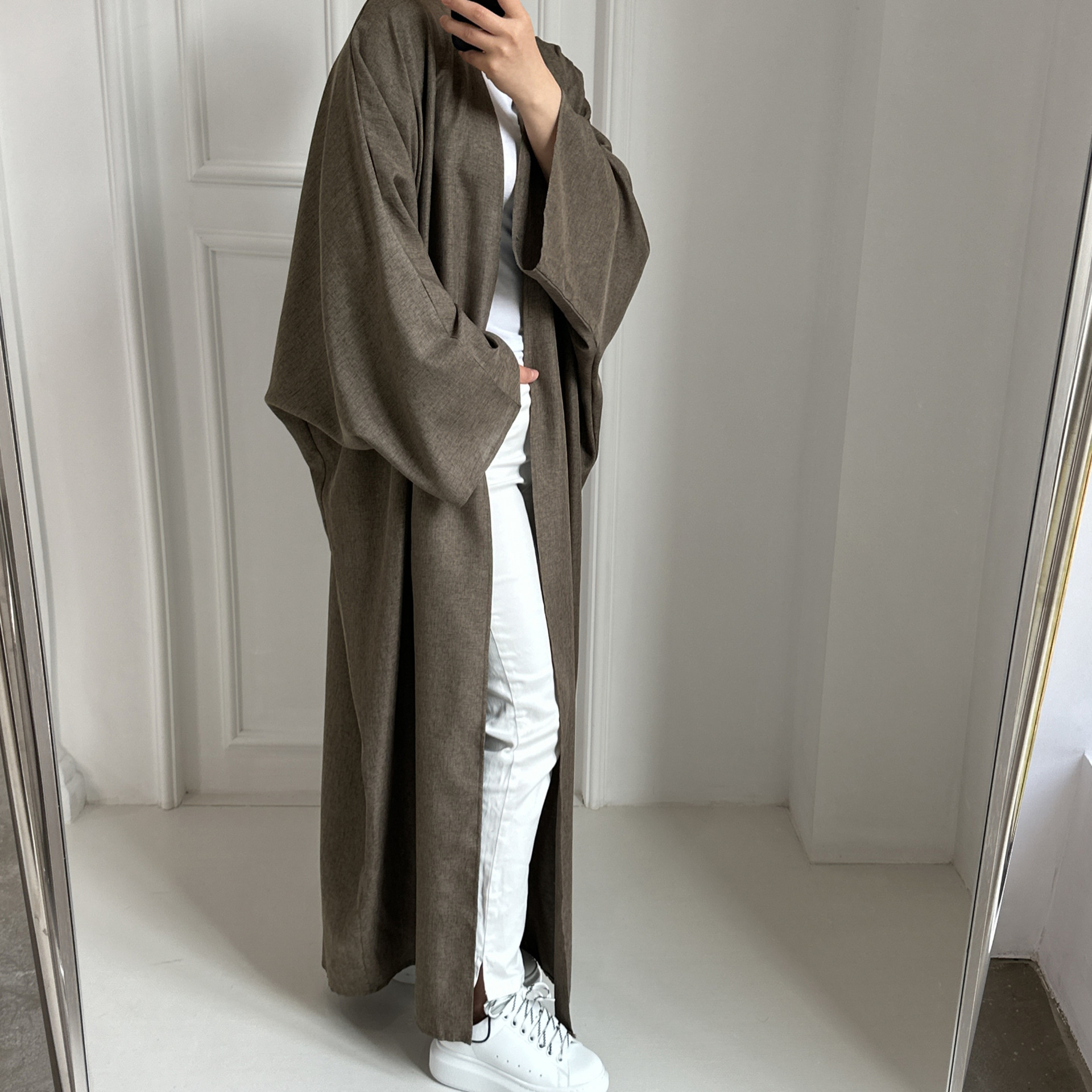 Eid Open Abayas for Women Dubai 2023 Plain Causal Cotton Linen Abaya Kimono Turkey Muslim Hijab Dress Islamic Outfit Kaftan Robe