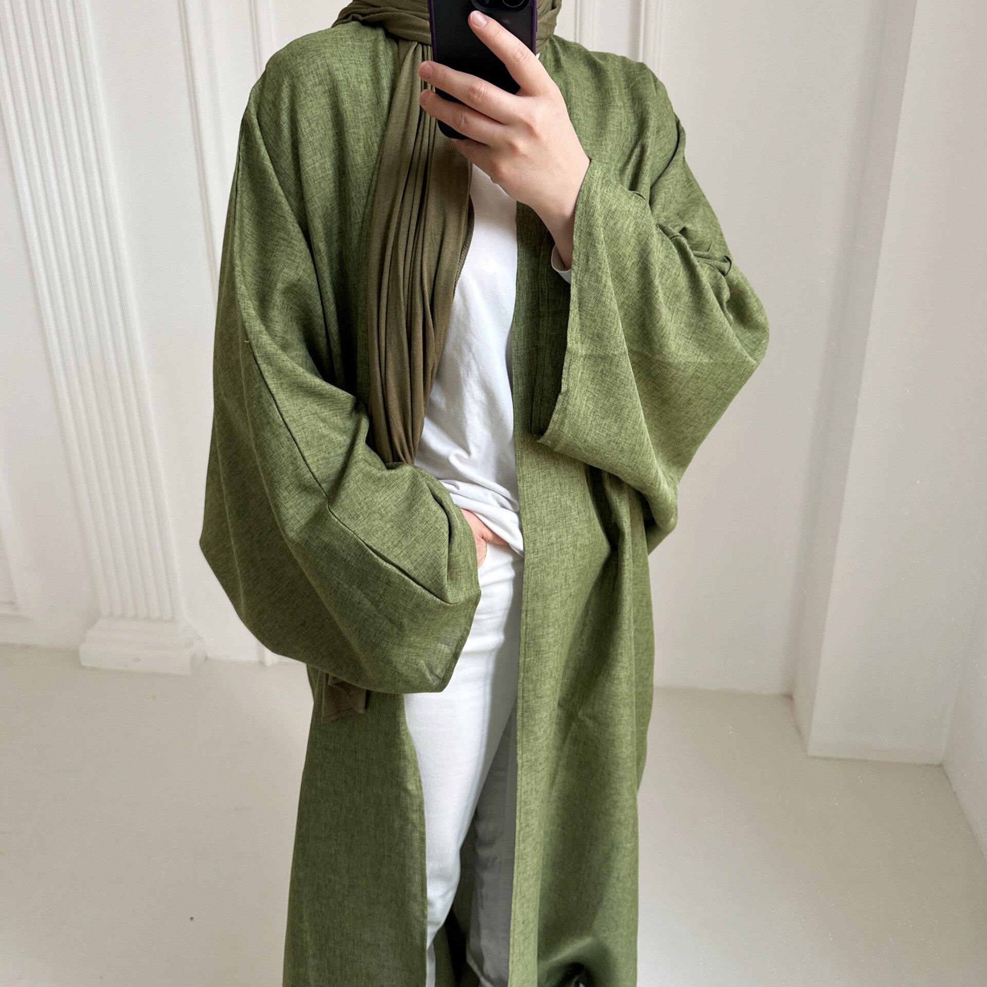 Eid Open Abayas for Women Dubai 2023 Plain Causal Cotton Linen Abaya Kimono Turkey Muslim Hijab Dress Islamic Outfit Kaftan Robe