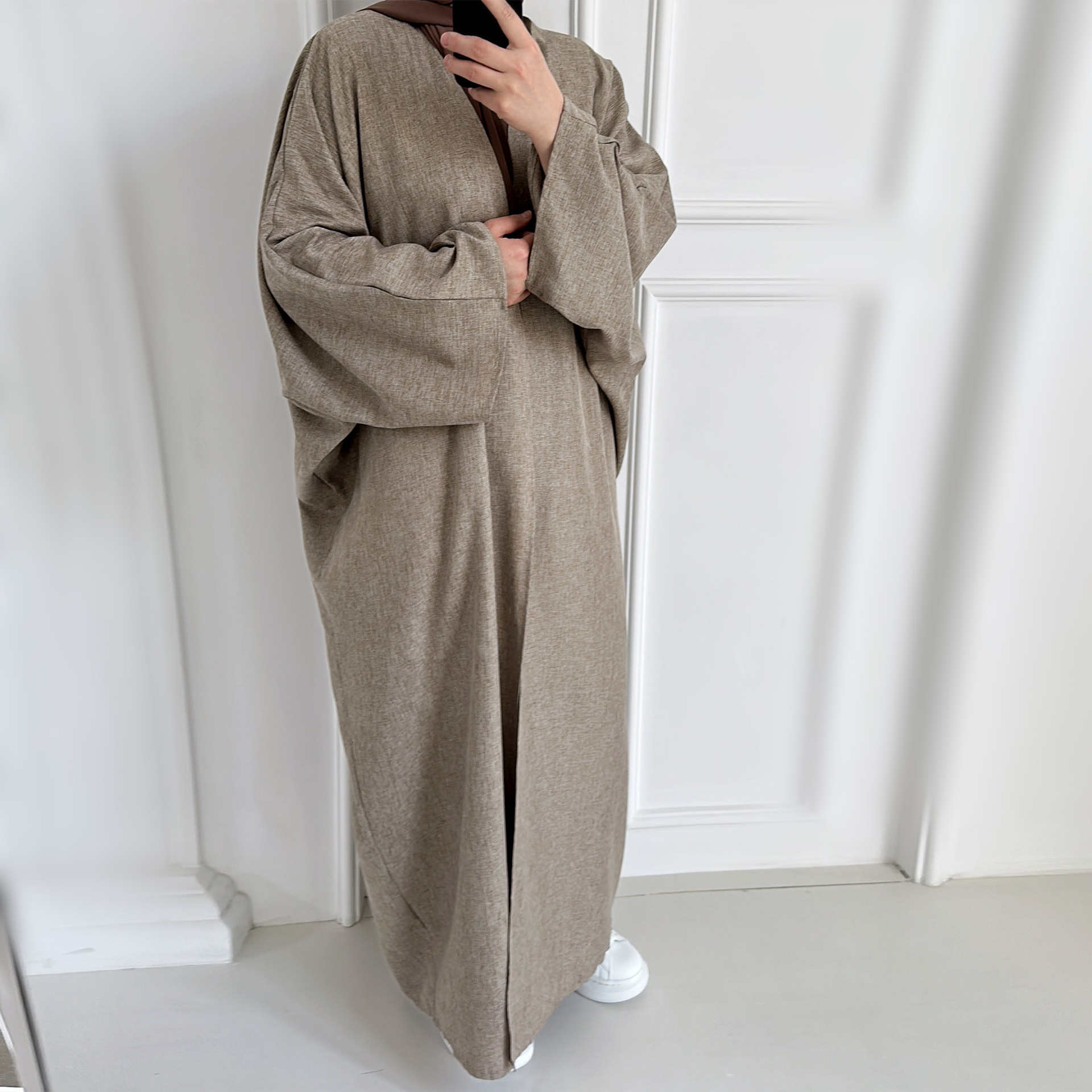 Eid Open Abayas for Women Dubai 2023 Plain Causal Cotton Linen Abaya Kimono Turkey Muslim Hijab Dress Islamic Outfit Kaftan Robe