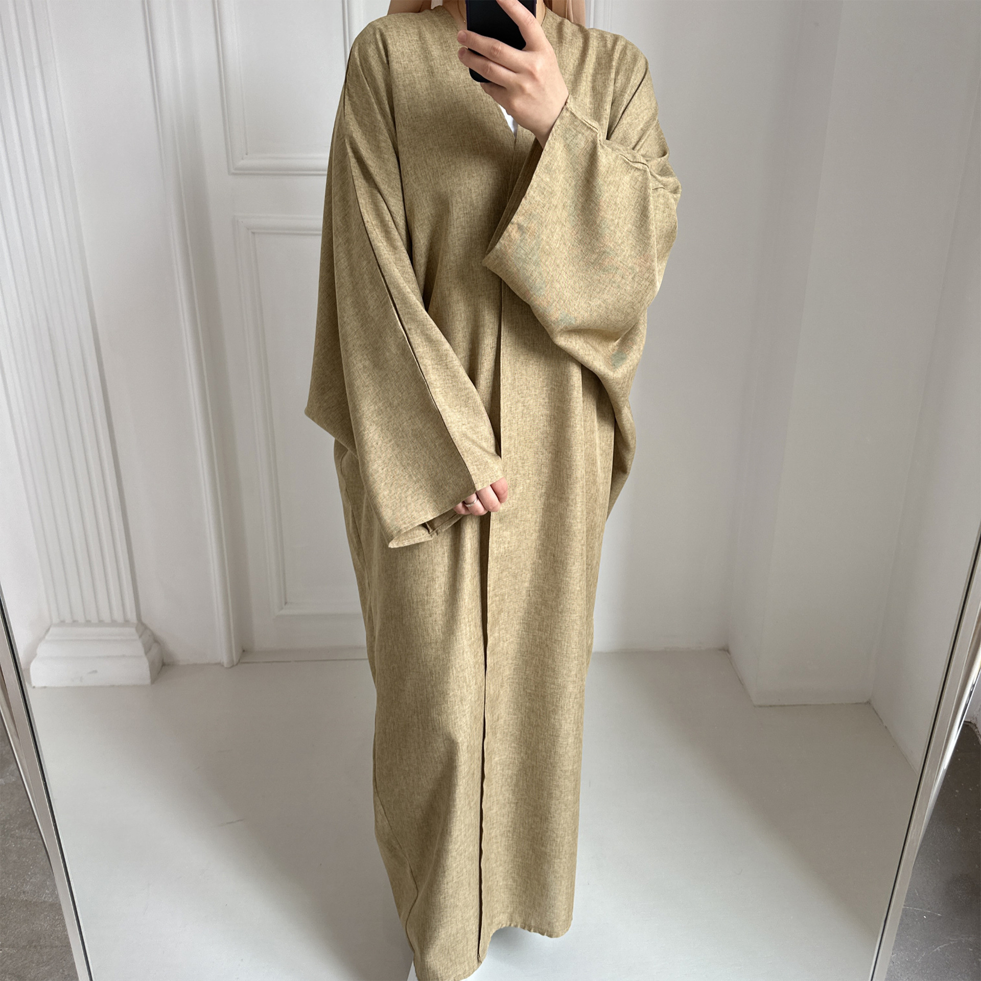 Eid Open Abayas for Women Dubai 2023 Plain Causal Cotton Linen Abaya Kimono Turkey Muslim Hijab Dress Islamic Outfit Kaftan Robe