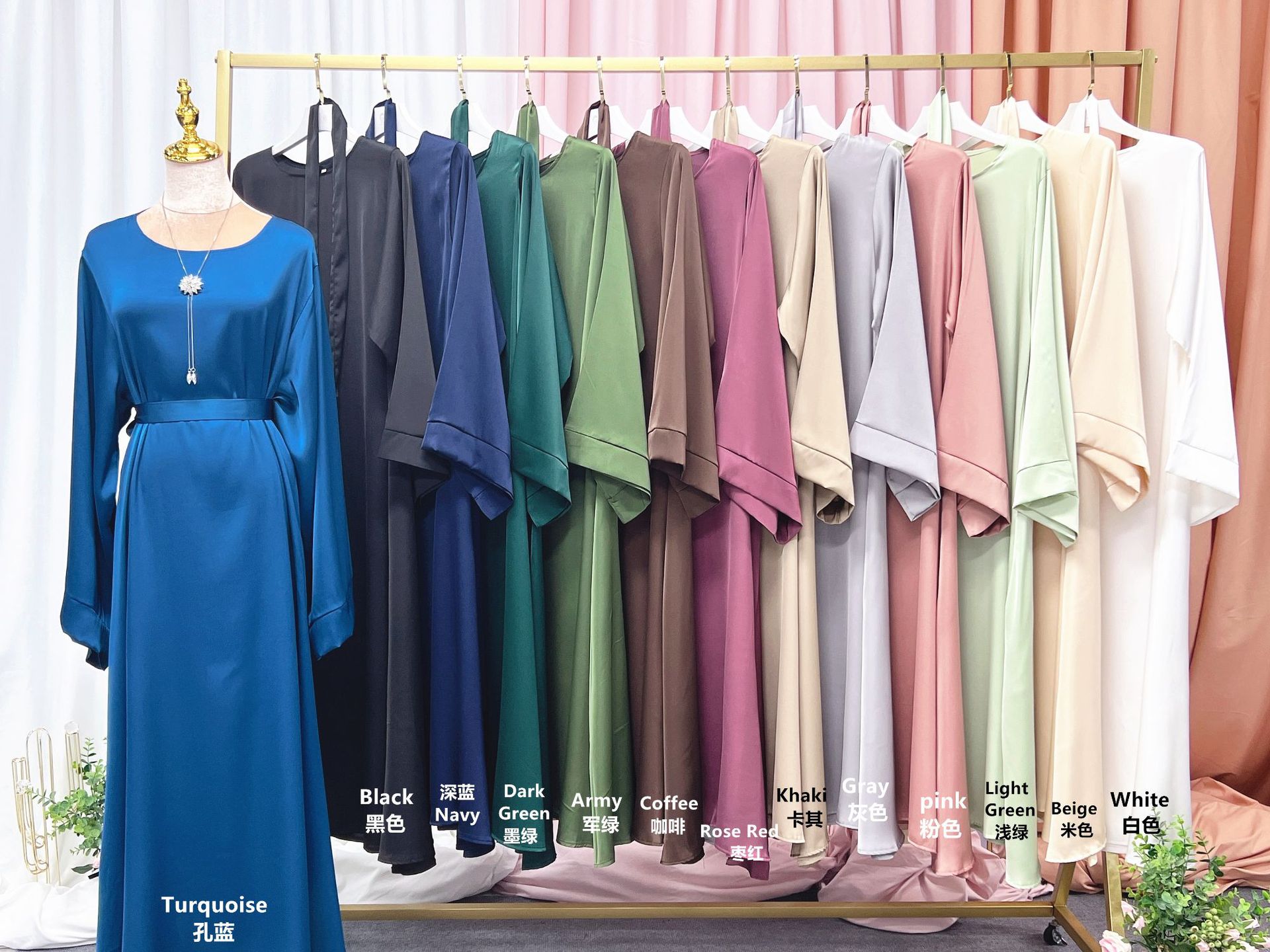 Ramadan Muslim Fashion Hijab Dress Eid Satin Abaya Dubai Turkey Islam Clothing Basic Closed Abayas for Women African Kaftan Robe